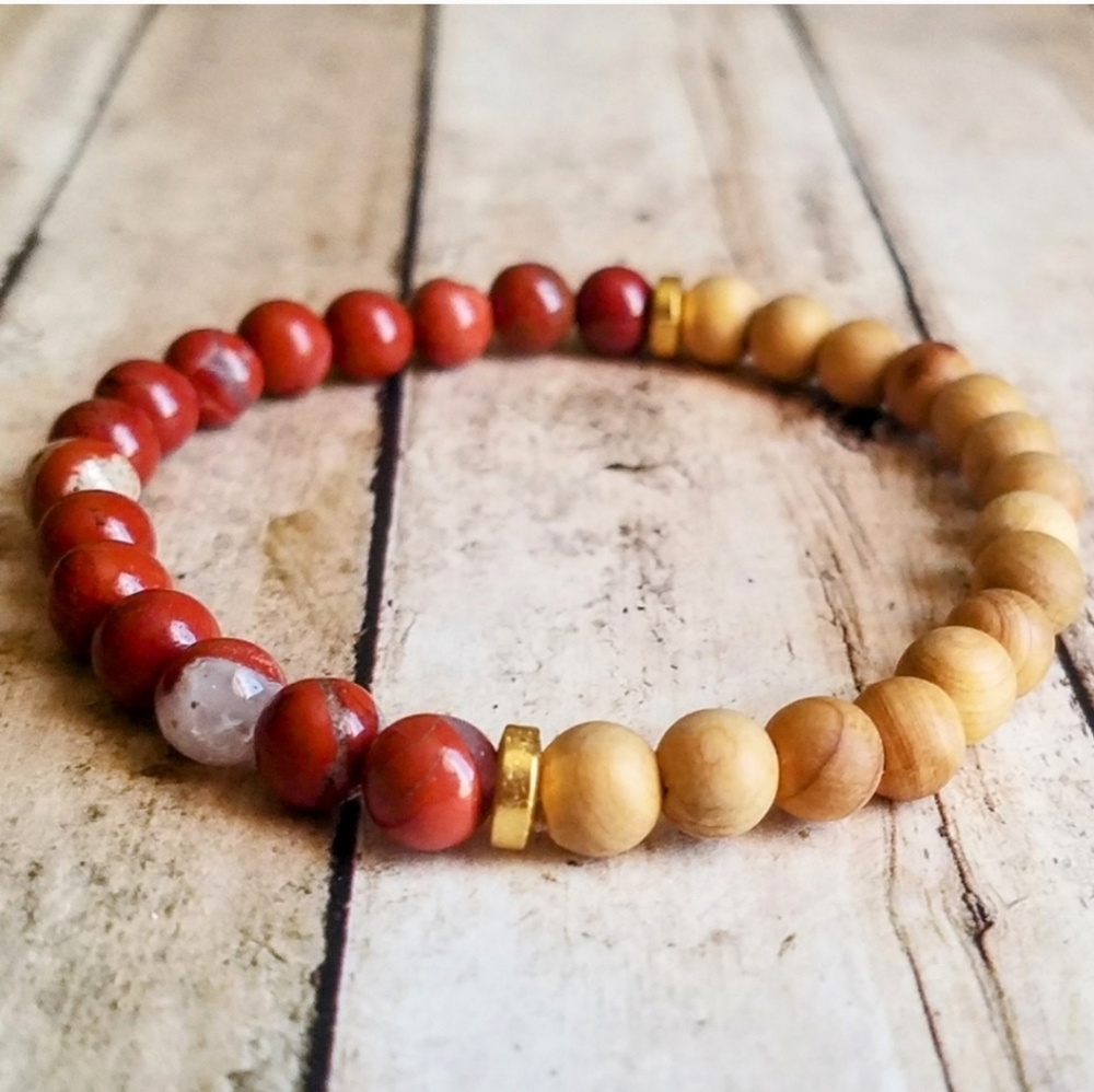 Red Jasper + Sandalwood Bracelet